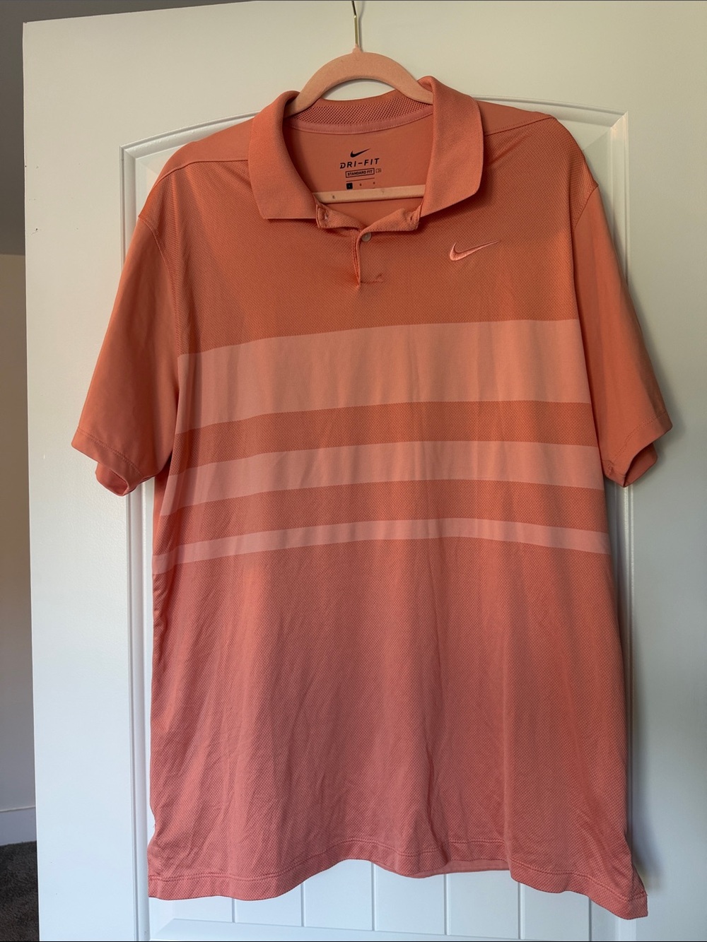 Nike Men's Coral Striped Dri-FIT Polo